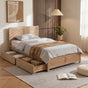 Artiss Single Bed Frame with 2 Drawers Wooden Bed Base Walnut WBED-F-OATMEAL-S-NA-DRAW