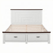 Artiss Double Wooden Bed Frame with 2 Drawer Platform Bed with 108cm Solid High Headboard White Bed Base for WBED-F-RAWDO-D-WH-ABC