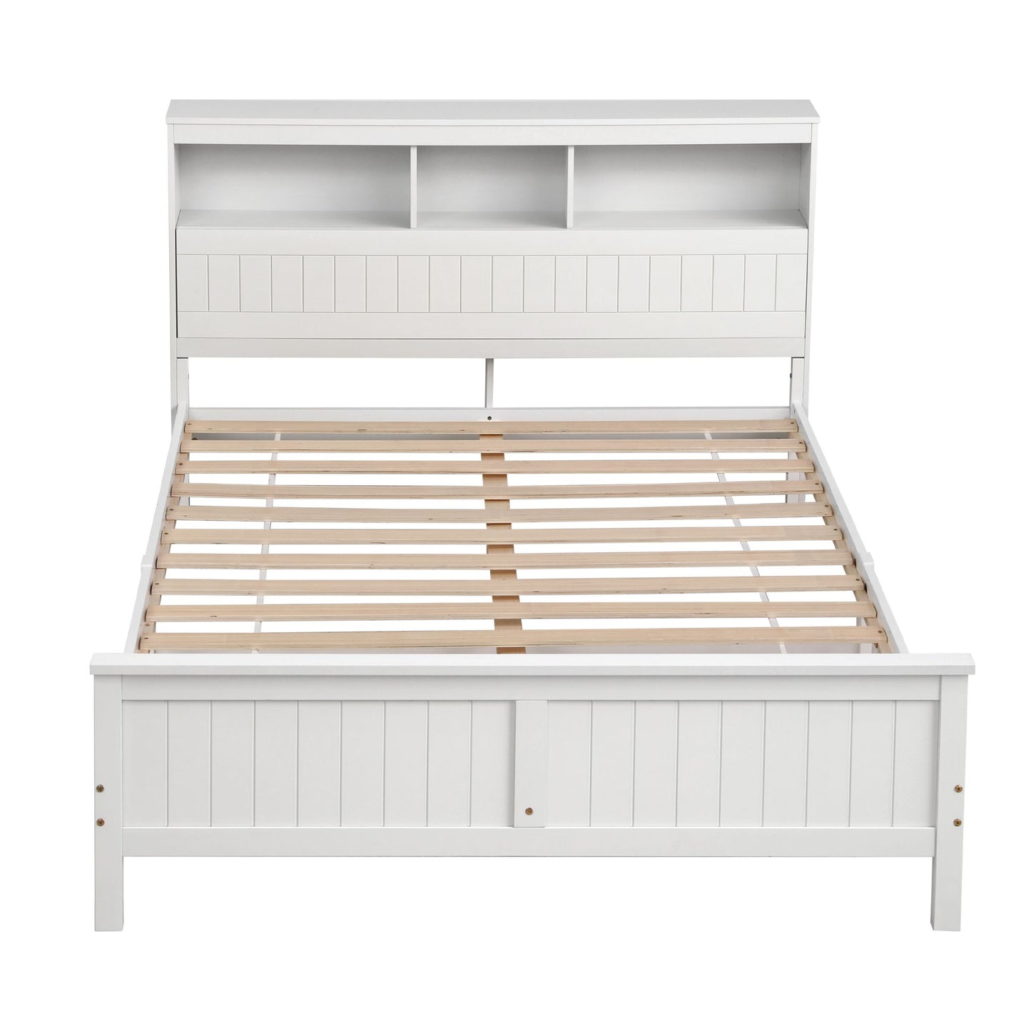 Artiss Queen Bed Frame with Storage Headboard and Footboard Wooden Bed Base White WBED-F-S1-Q-107-AB