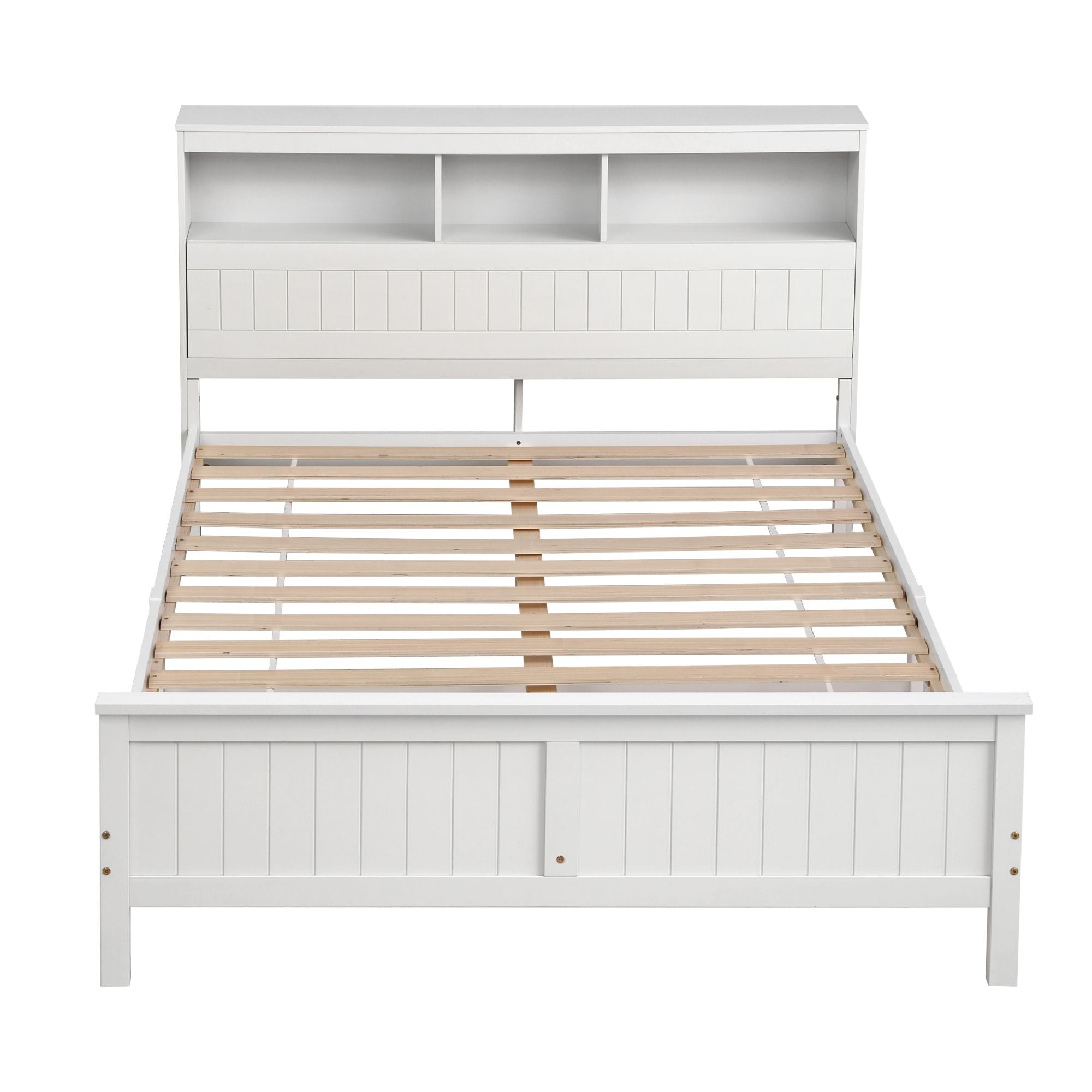 Artiss Queen Storage Headboard Bed Frame White WBED-F-S1-Q-107-AB