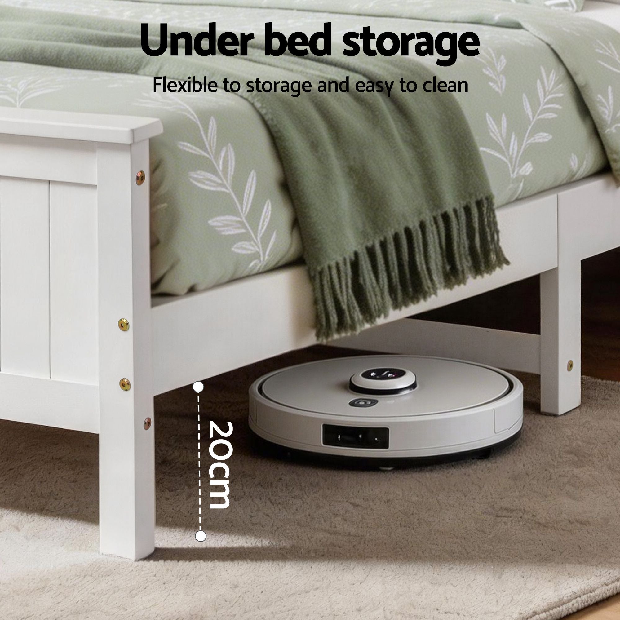 Artiss Queen Storage Headboard Bed Frame White WBED-F-S1-Q-107-AB