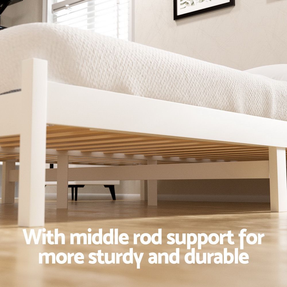 Artiss SOFIE White Double Wooden Bed Frame with Drawers WBED-G-001D-WH-DRAW