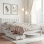 Artiss Bed Frame King Single Size Wooden Platform with 2 Storage Drawers White WBED-G-001KS-WH-DRAW