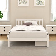Artiss Bed Frame King Single Size Wooden Platform with 2 Storage Drawers White WBED-G-001KS-WH-DRAW