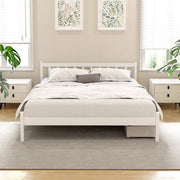 Artiss SOFIE White Queen Wooden Bed Frame with Drawers