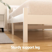 Artiss Bed Frame Single Size Wooden Platform with 2 Storage Drawers White SOFIE WBED-G-001S-WH-DRAW