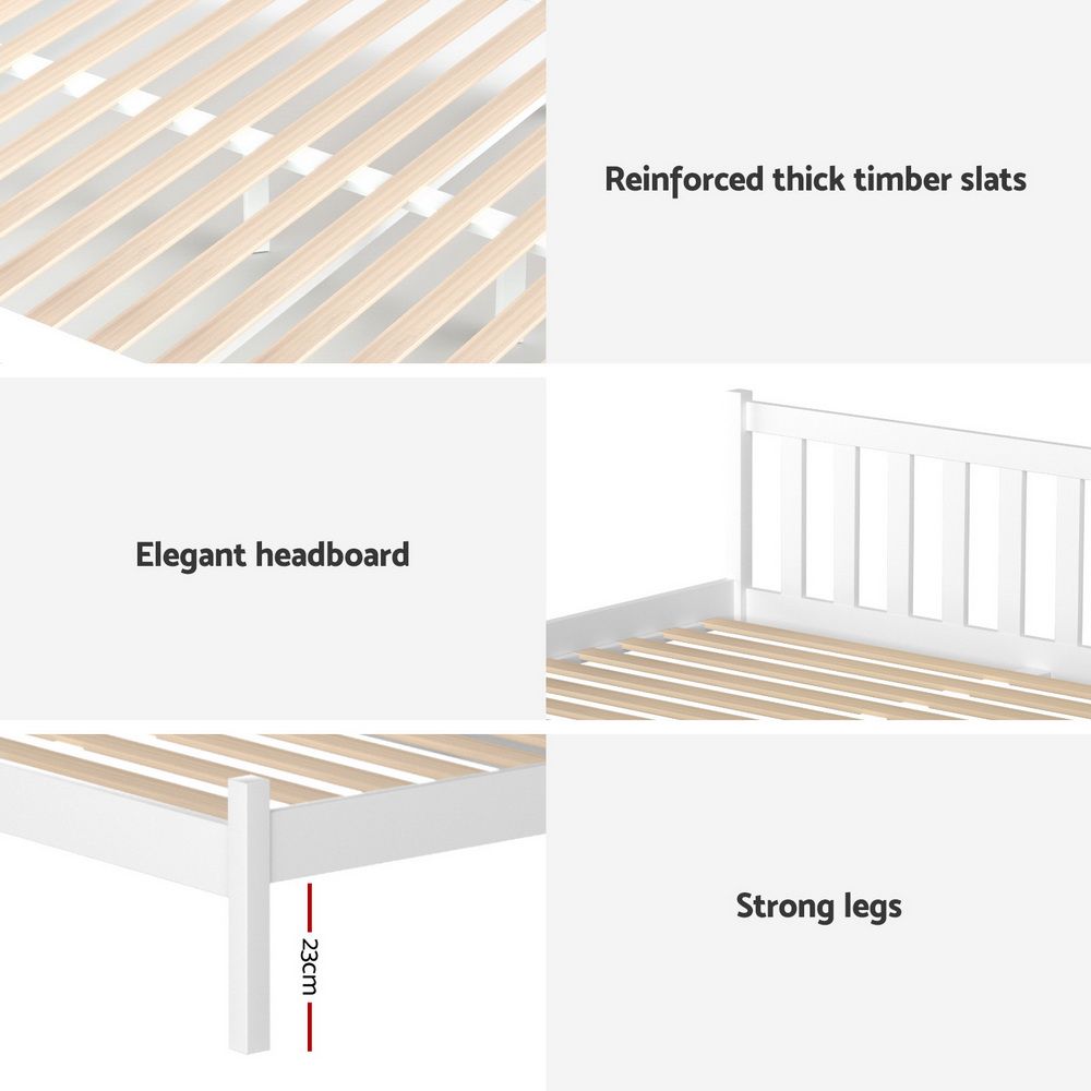 Artiss Bed Frame Single Size Wooden Platform with 2 Storage Drawers White SOFIE WBED-G-001S-WH-DRAW