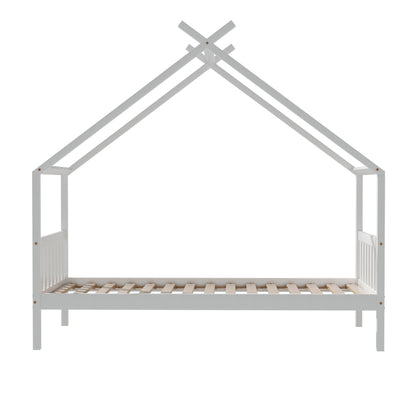 Artiss Bed Frame Wooden Base Kids Single Timber House with 2 Storage Drawers Beds White WBED-G-CABIN-S-WH-DRAW