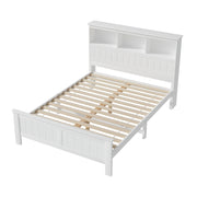 Artiss Bed Frame Double Size Wooden with 3 Shelves Bed Head White WBED-G-S1-D-ABC