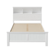 Artiss Bed Frame Double Size Wooden with 3 Shelves Bed Head White WBED-G-S1-D-ABC