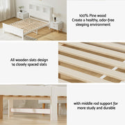 Artiss Bed Frame Double Size Wooden with 3 Shelves Bed Head White WBED-G-S1-D-ABC
