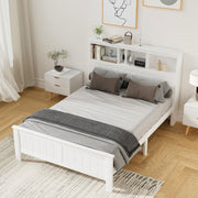 Artiss Bed Frame Double Size Wooden with 3 Shelves Bed Head White WBED-G-S1-D-ABC