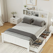 Artiss Bed Frame Double Size Wooden with 3 Shelves Bed Head White WBED-G-S1-D-DRAW