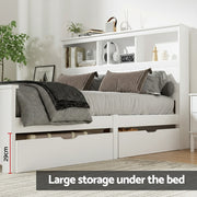 Artiss Bed Frame Double Size Wooden with 3 Shelves Bed Head White WBED-G-S1-D-DRAW