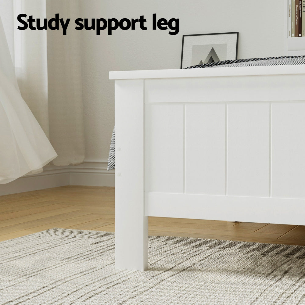 Artiss Bed Frame Double Size Wooden with 3 Shelves Bed Head White WBED-G-S1-D-DRAW