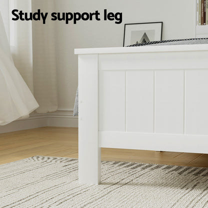 Artiss Bed Frame Double Size Wooden with 3 Shelves Bed Head White WBED-G-S1-D-DRAW