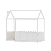 Artiss Bed Frame Wooden Kids House Single Frame White KORI WBED-KORI-S-WH-AB