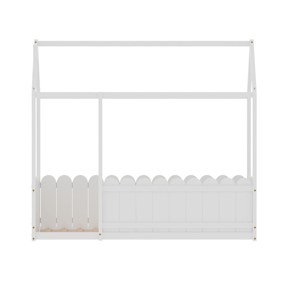 Artiss Bed Frame Wooden Kids House Single Frame White KORI WBED-KORI-S-WH-AB