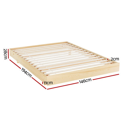 Artiss Bed Frame Double Size Floating Wooden Mattress Base Platform Timber ODIN WBED-ODIN-D-WD-AB