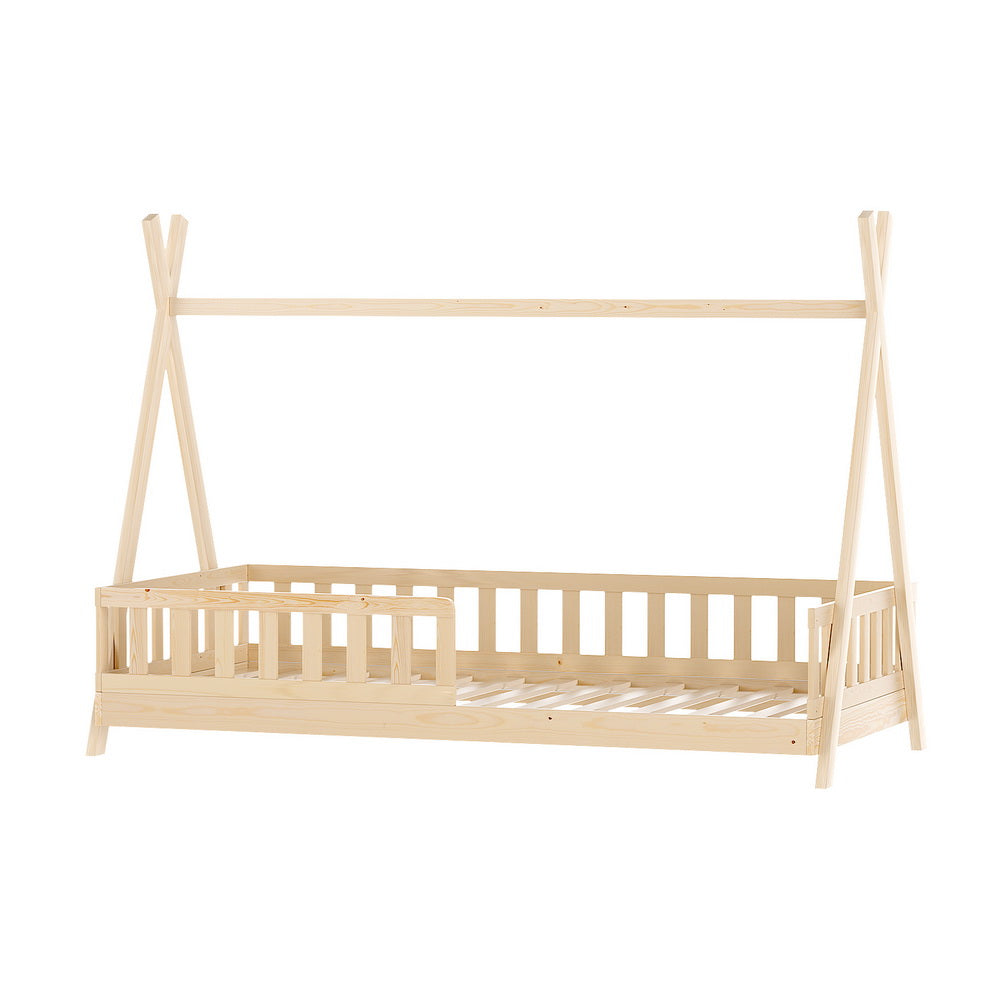 Artiss Bed Frame Wooden Kids House Frames Oak PUAH WBED-PUAH-S-PN-AB