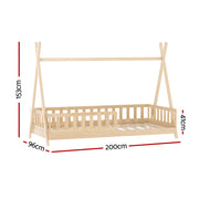 Artiss Bed Frame Wooden Kids House Frames Oak PUAH WBED-PUAH-S-PN-AB