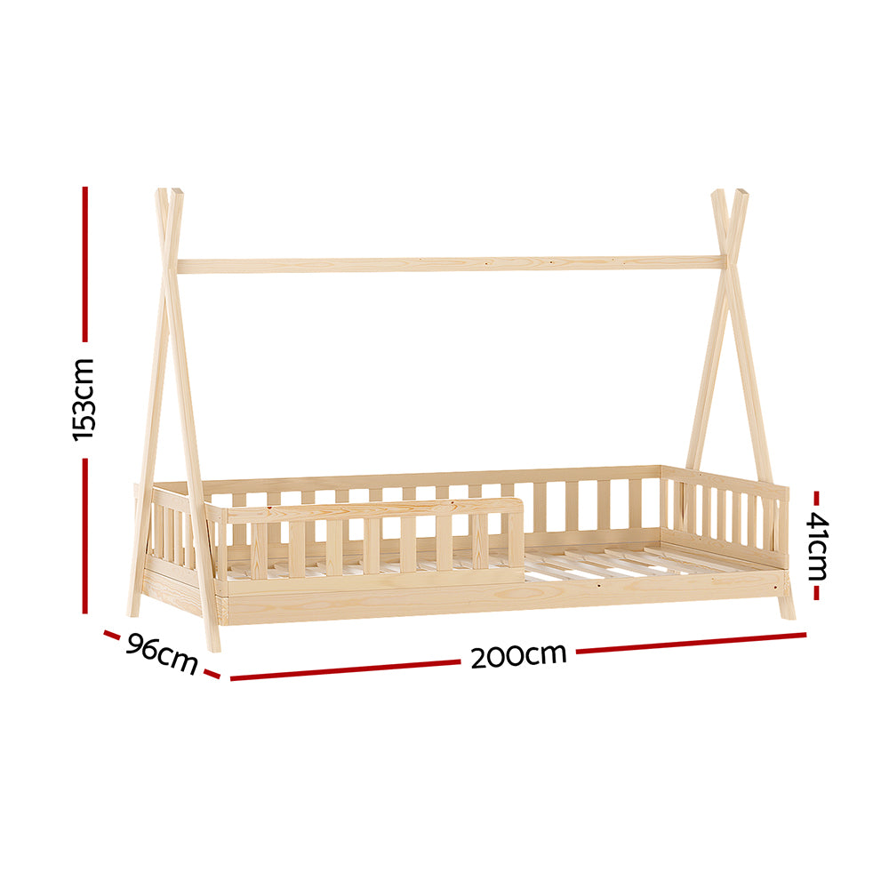 Artiss Bed Frame Wooden Kids House Frames Oak PUAH WBED-PUAH-S-PN-AB