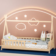 Artiss Bed Frame Wooden Kids House Frames Oak PUAH WBED-PUAH-S-PN-AB
