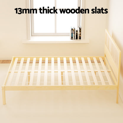Artiss Bed Frame Double Size Rattan Wooden RITA WBED-RITA-D-WD-AB