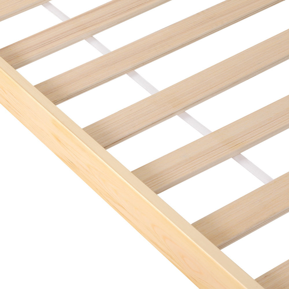 Artiss RITA Pine Rattan Queen Bed Frame WBED-RITA-Q-WD-AB