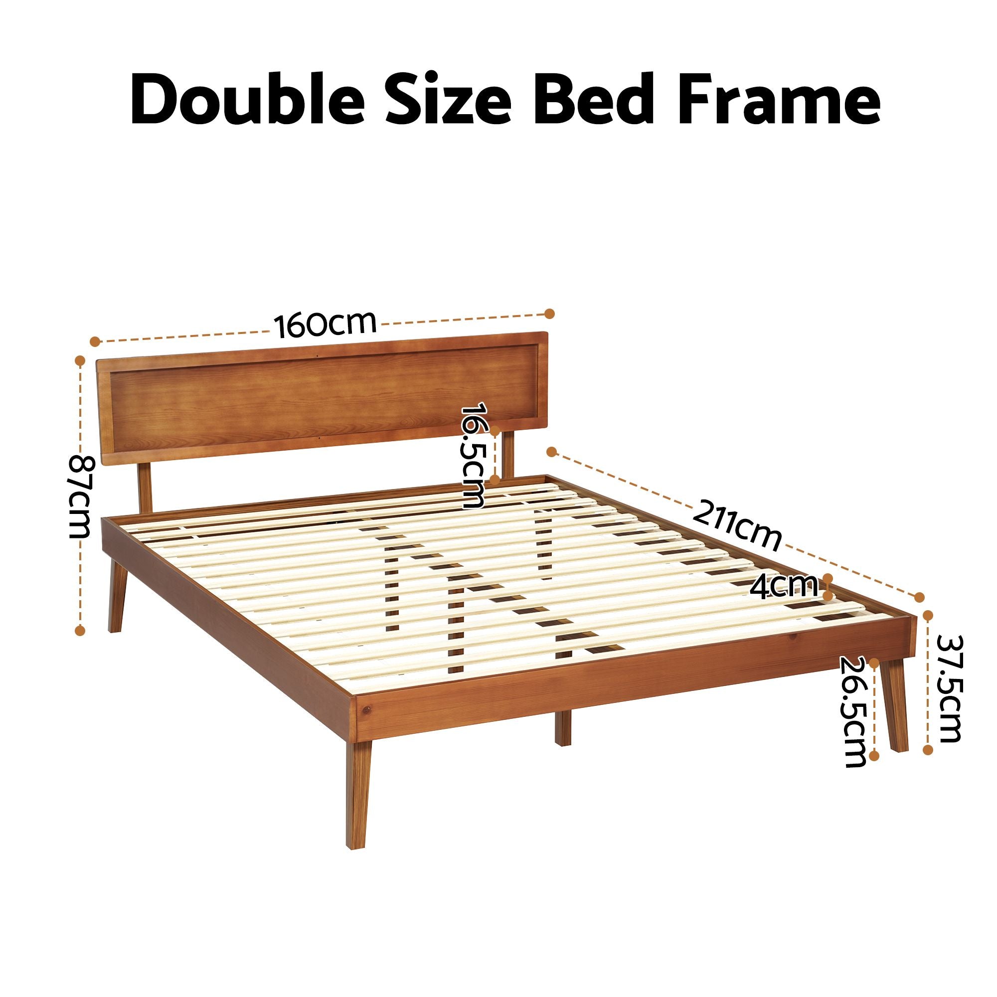 Artiss Bed Frame Queen Size Wooden Bed Base Walnut SPLAY WBED-SPLAY-Q-WAL-AB