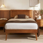 Artiss Bed Frame Single Size Wooden Bed Base Walnut SPLAY WBED-SPLAY-S-WAL