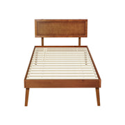 Artiss Bed Frame Single Size Wooden Bed Base Walnut SPLAY WBED-SPLAY-S-WAL