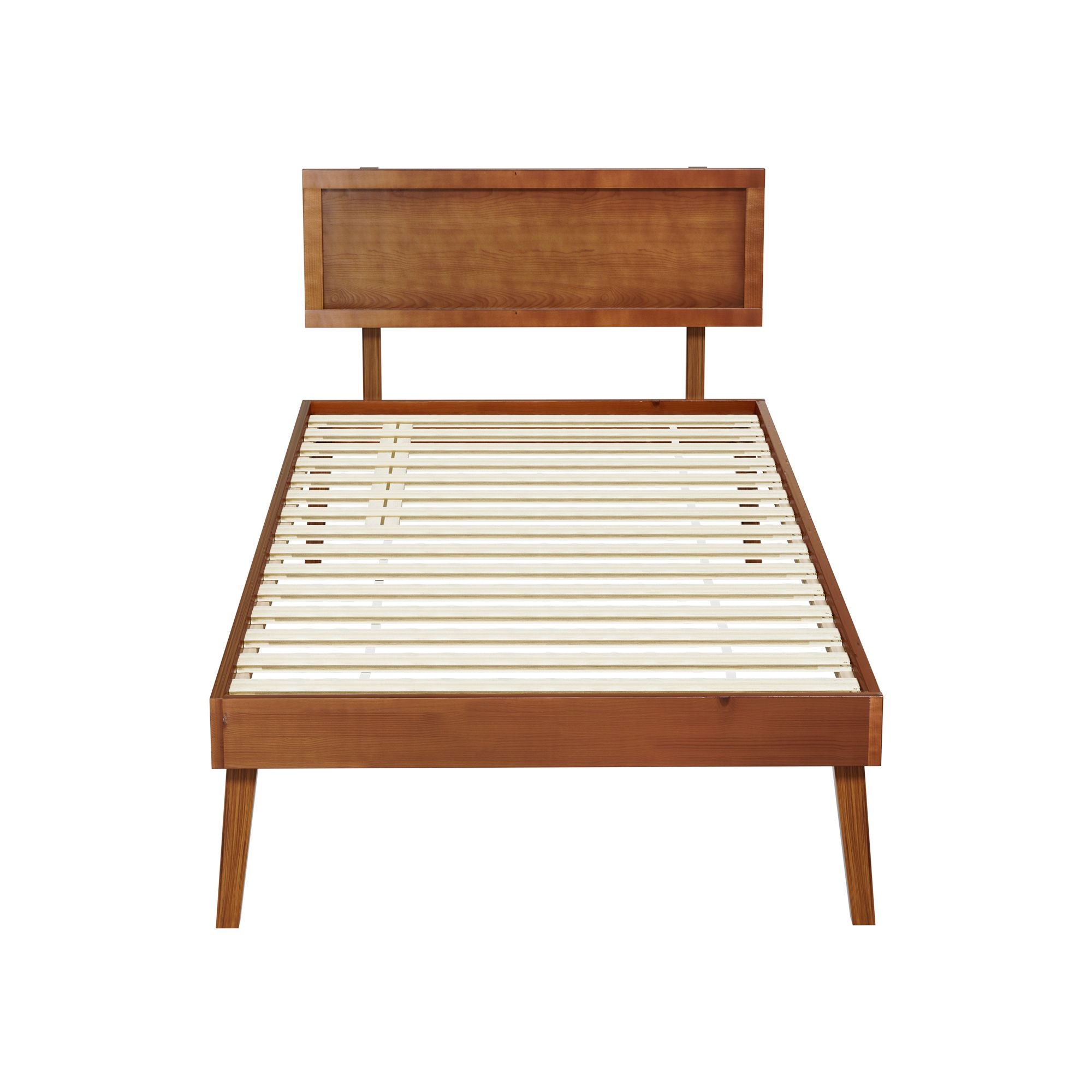 Artiss Bed Frame Single Size Wooden Bed Base Walnut SPLAY WBED-SPLAY-S-WAL