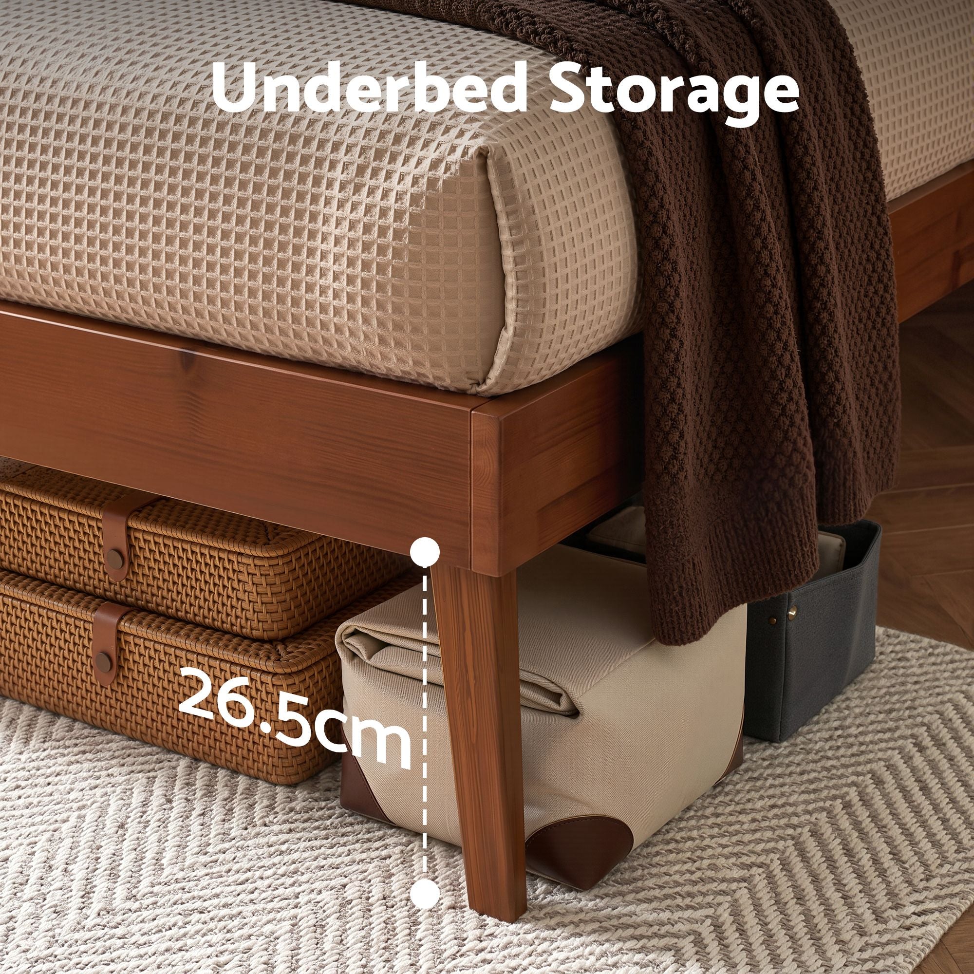Artiss Bed Frame Single Size Wooden Bed Base Walnut SPLAY WBED-SPLAY-S-WAL