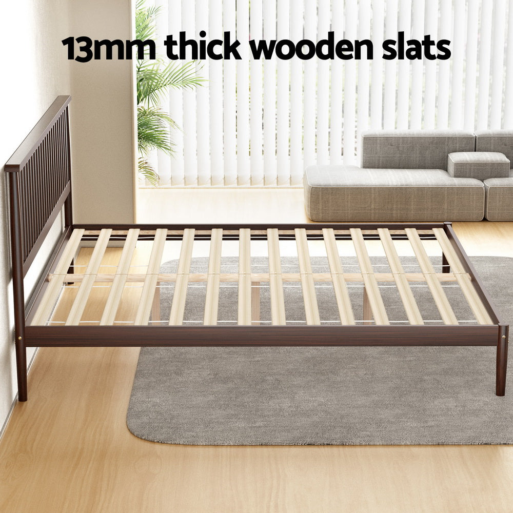 Artiss VISE Walnut King Bed Frame WBED-VISE-K-WAL-AB