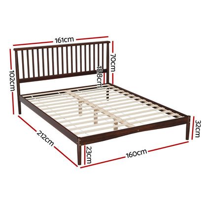 Artiss Bed Frame Queen Size Wooden Base Mattress Platform Timber Walnut VISE WBED-VISE-Q-WAL-AB