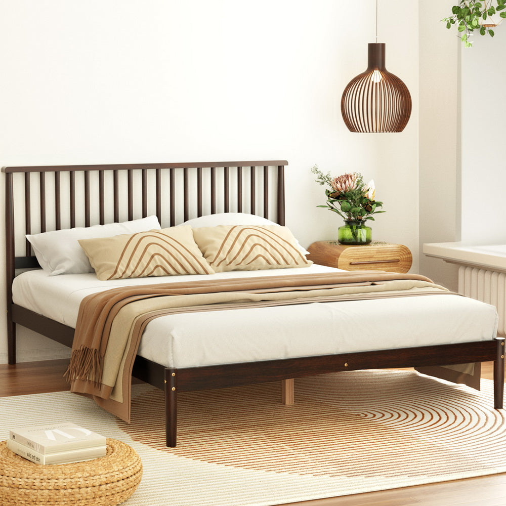 Artiss VISE Walnut Queen Bed Frame WBED-VISE-Q-WAL-AB