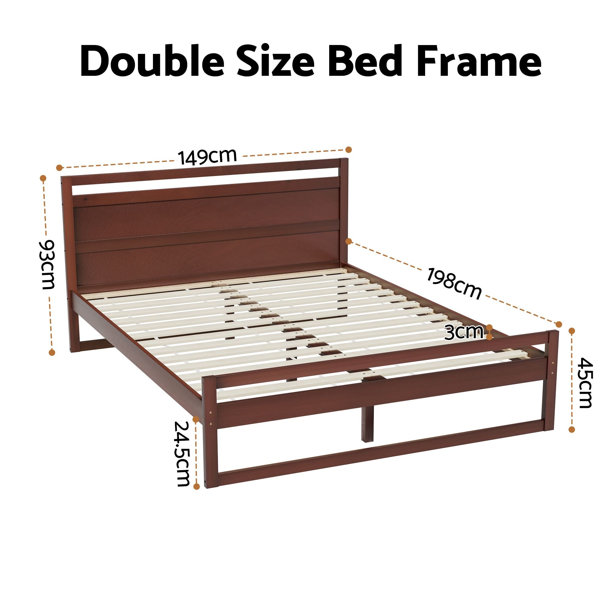 Artiss WITTON Walnut Double Bed Frame WBED-WITTON-D-WAL-AB