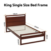 Artiss Bed Frame King Single Size Wooden Walnut WITTON WBED-WITTON-KS-WAL-AB