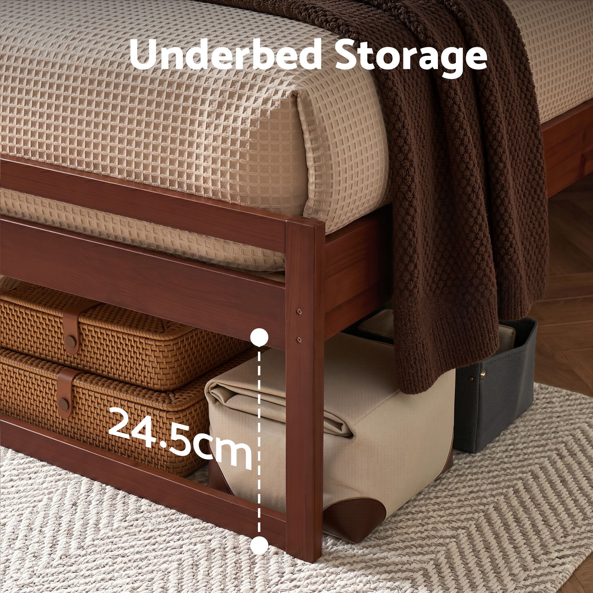 Artiss Bed Frame King Single Size Wooden Walnut WITTON WBED-WITTON-KS-WAL-AB