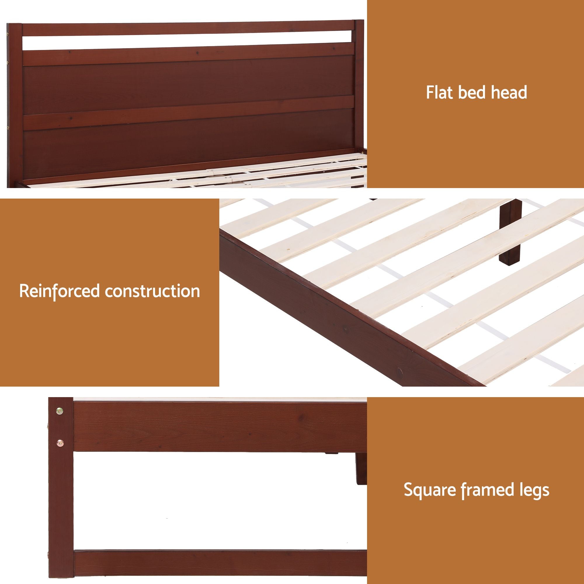 Artiss Bed Frame King Single Size Wooden Walnut WITTON WBED-WITTON-KS-WAL-AB