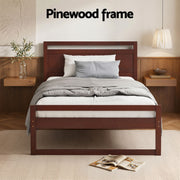 Artiss Bed Frame King Single Size Wooden Walnut WITTON WBED-WITTON-KS-WAL-AB