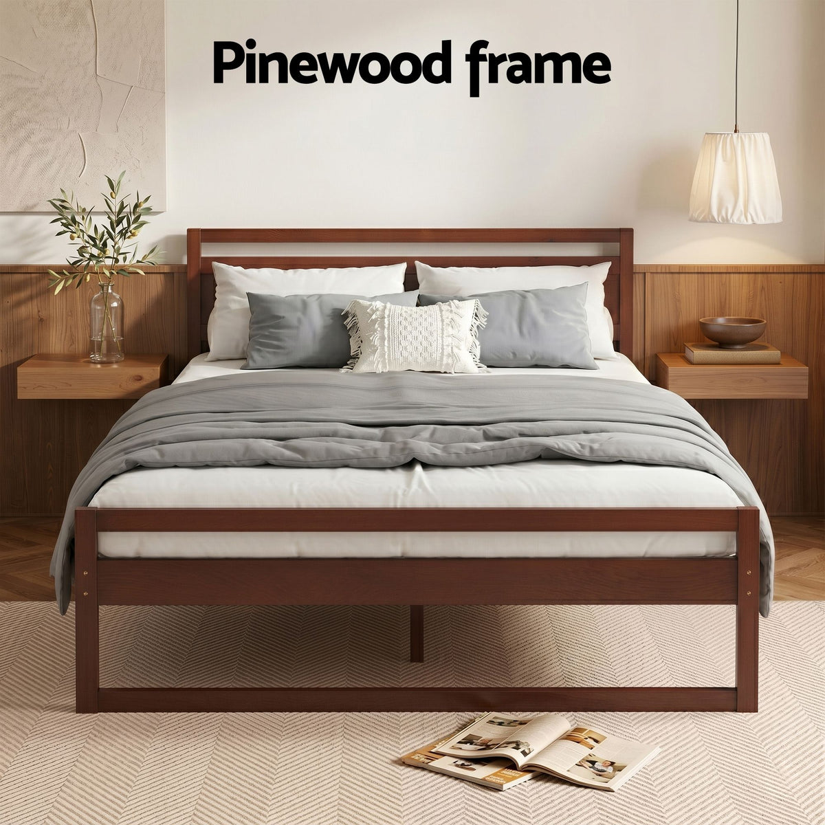 Artiss WITTON Walnut Queen Bed Frame