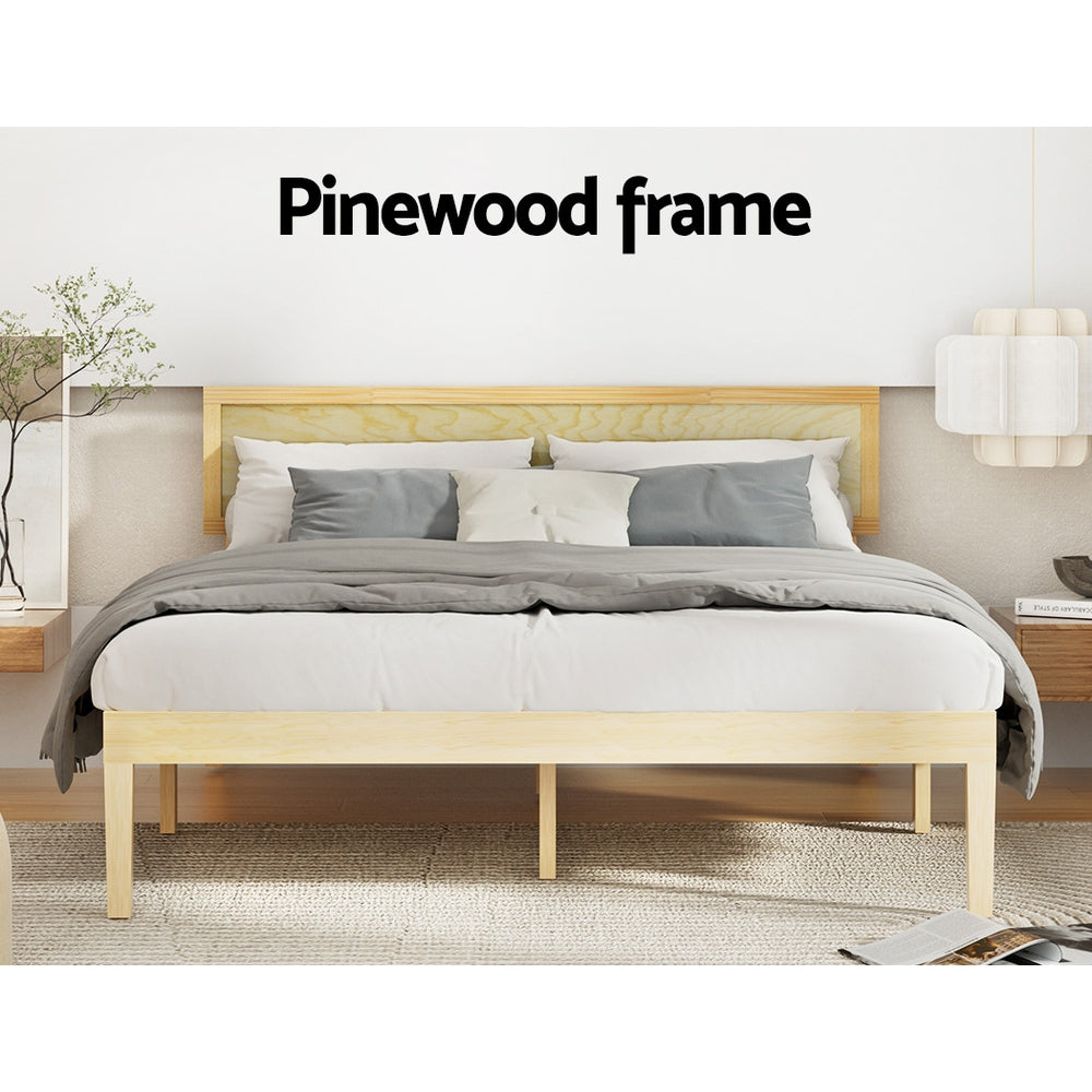 Artiss Bed Frame Double Size Wooden Base Mattress Platform Timber Pine YUMI WBED-YUMI-D-WD-AB