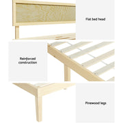 Artiss Bed Frame Double Size Wooden Base Mattress Platform Timber Pine YUMI WBED-YUMI-D-WD-AB