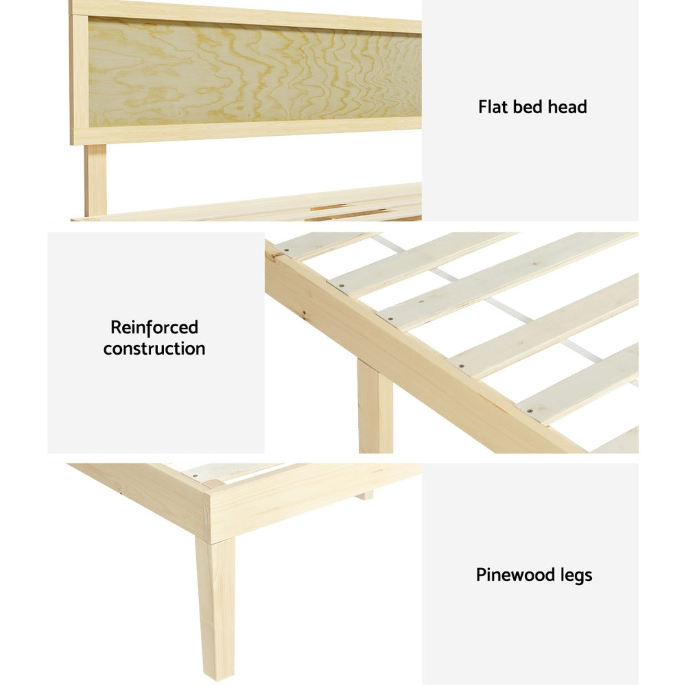 Artiss Bed Frame Double Size Wooden Base Mattress Platform Timber Pine YUMI WBED-YUMI-D-WD-AB