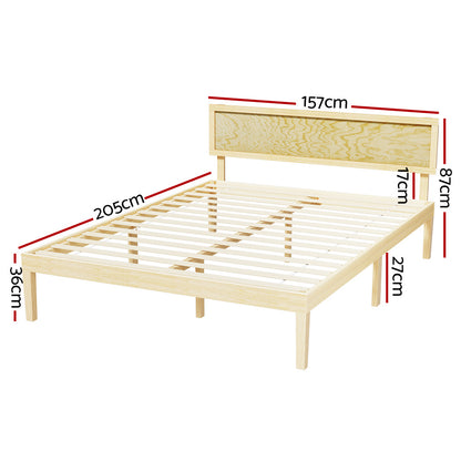 Artiss Bed Frame Queen Size Wooden Base Mattress Platform Timber Pine YUMI WBED-YUMI-Q-WD-AB