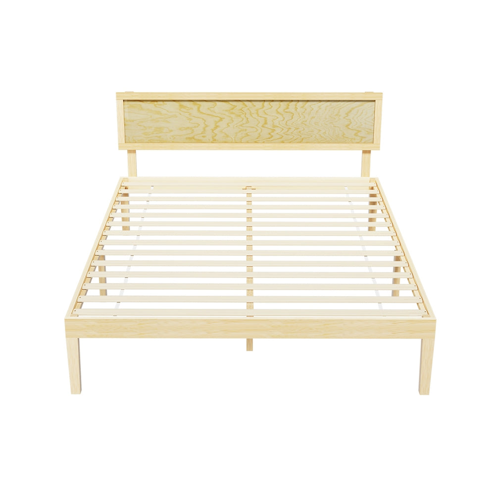 Artiss Bed Frame Queen Size Wooden Base Mattress Platform Timber Pine YUMI WBED-YUMI-Q-WD-AB