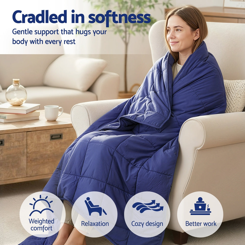 Giselle Bedding Weighted Blanket 6.8kg Kids Adults Heavy Gravity Relax Calm Blue WBLANKET-CT-68KG-BU