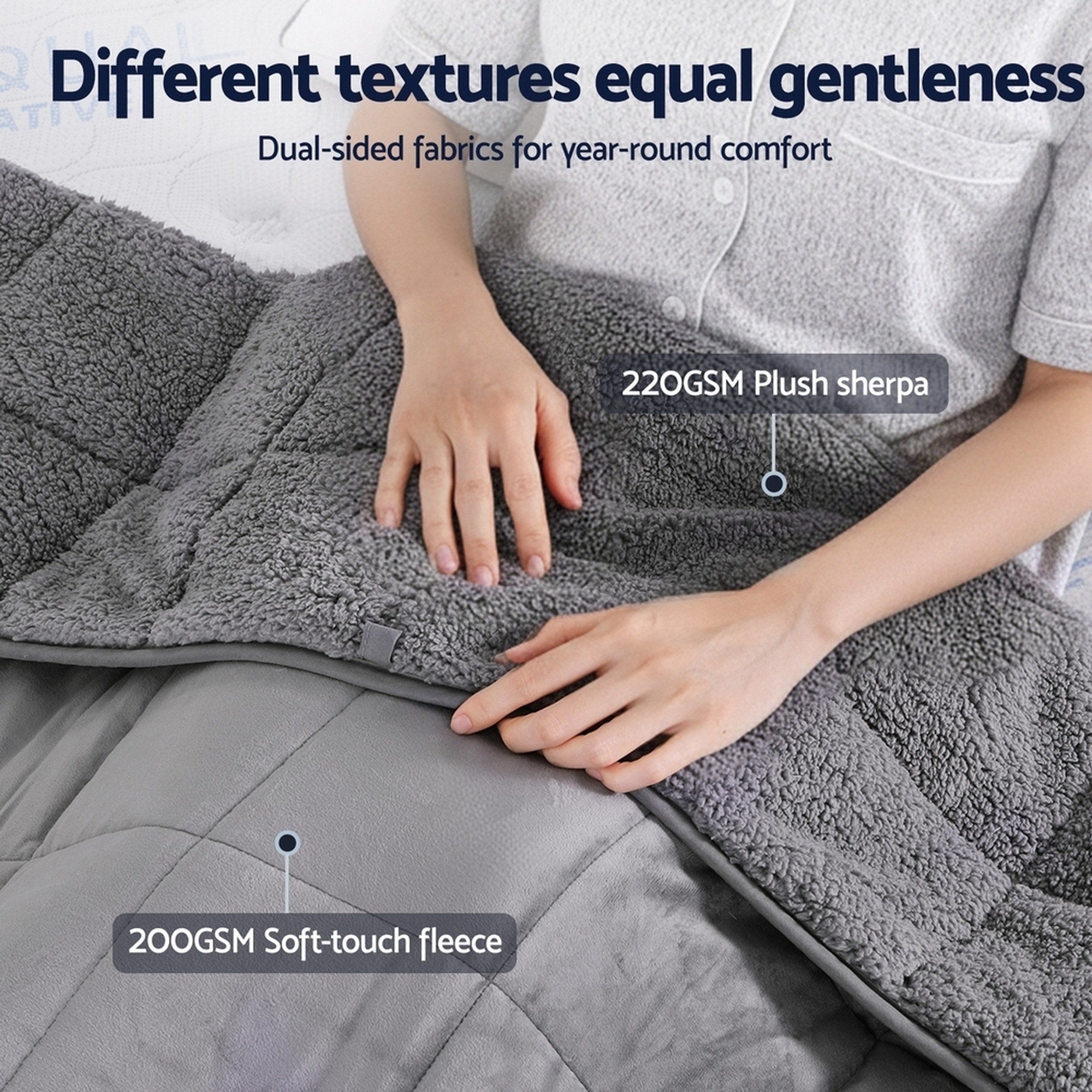 Giselle Bedding Weighted Blanket Fleece Sherpa Heavy Blanket 4.5KG WBLANKET-DUAL-152-45KG